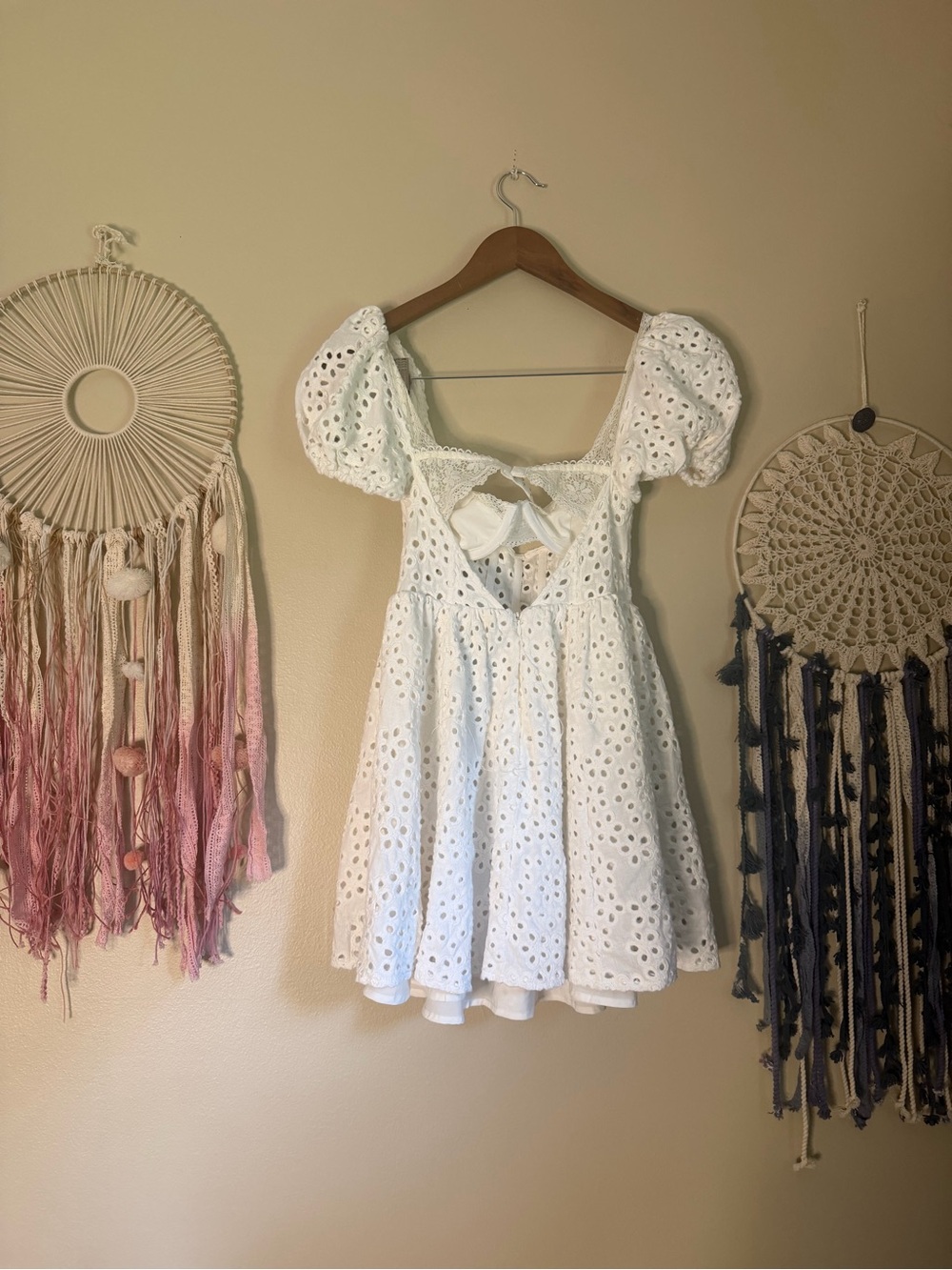 For Love & Lemons Becca Eyelet Mini Dress White Size XS - Picture 5 of 8